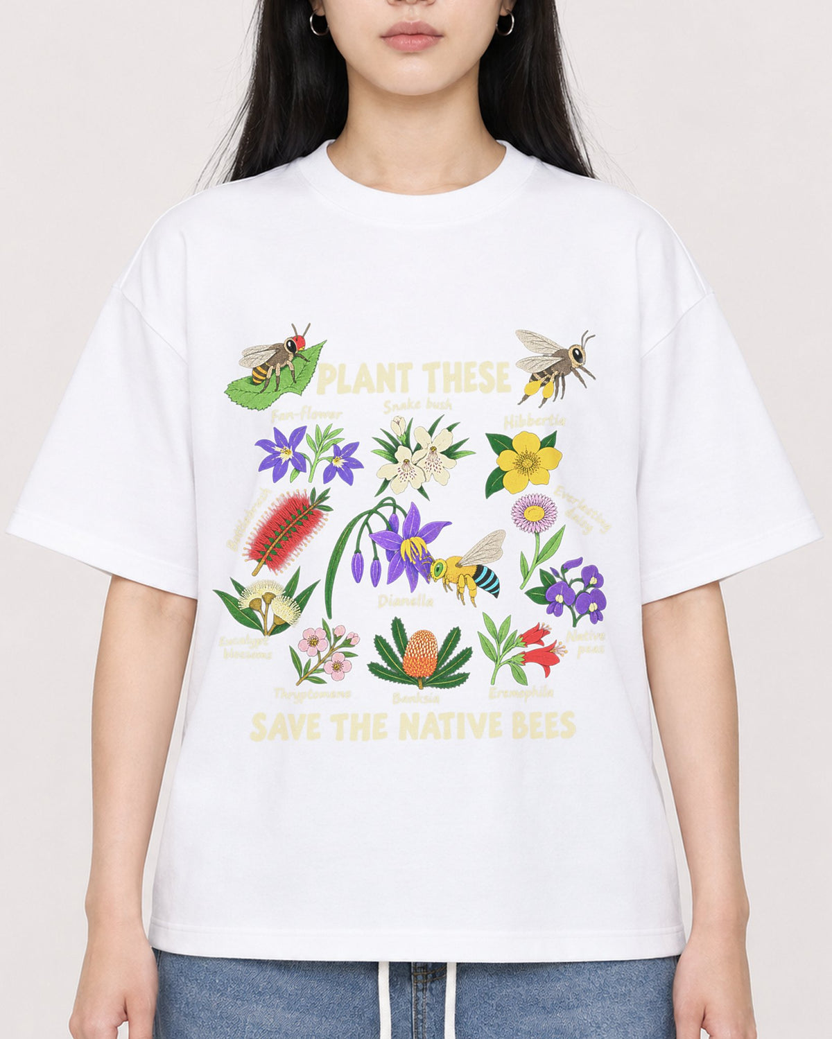 Mockup Boxy Heavyweight Tee White female close-up 01