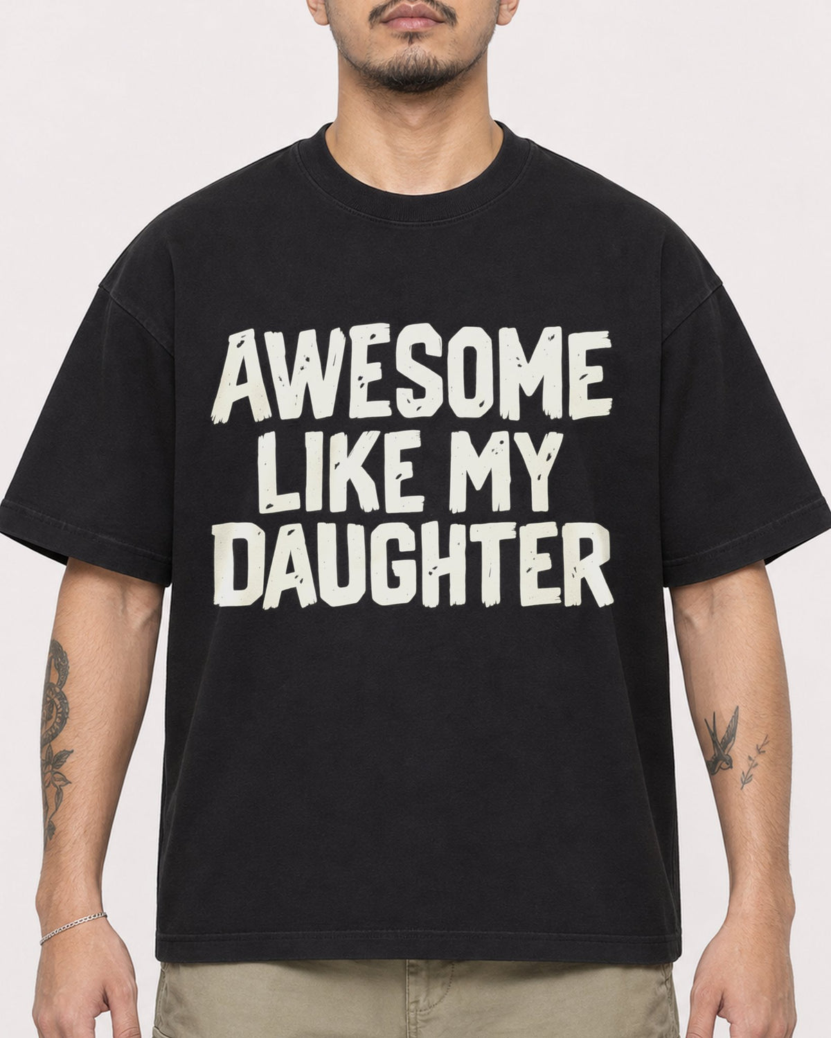 Mockup Boxy Heavyweight Tee Black male close-up 12