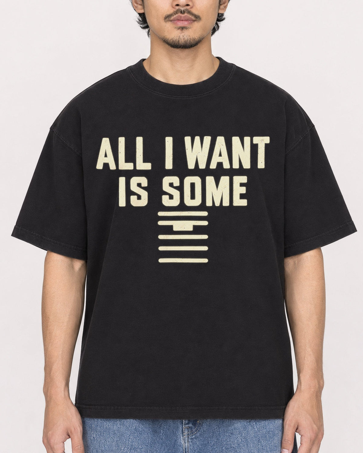 Mockup Boxy Heavyweight Tee Black male close-up 02
