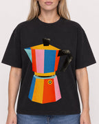 Mockup Boxy Heavyweight Tee Black female close-up 08