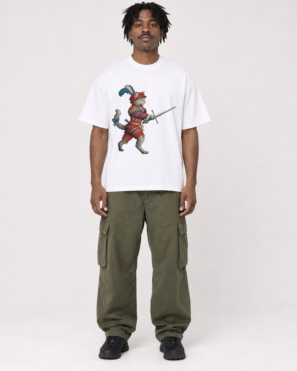 Mockup Boxy Heavyweight Tee White male full-body 04