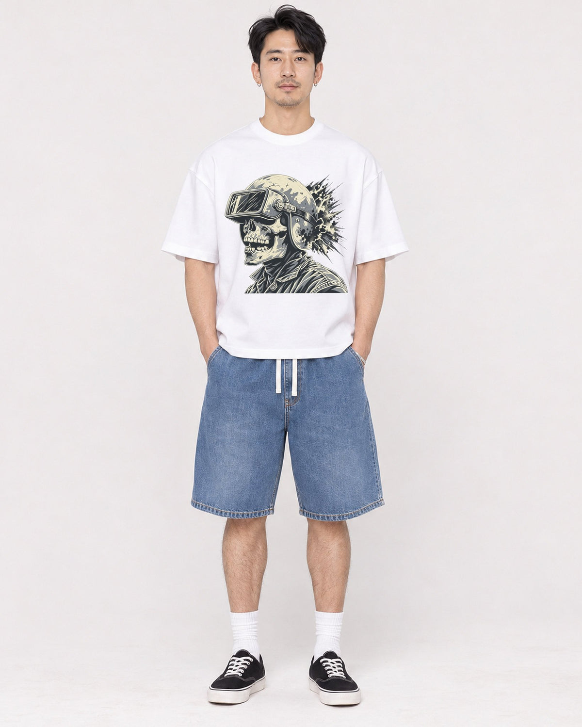 Mockup Boxy Heavyweight Tee White male full-body 13