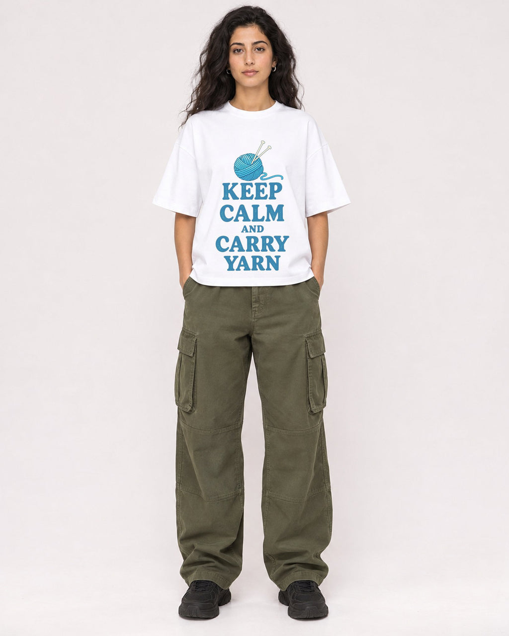 Mockup Boxy Heavyweight Tee White female full-body 07