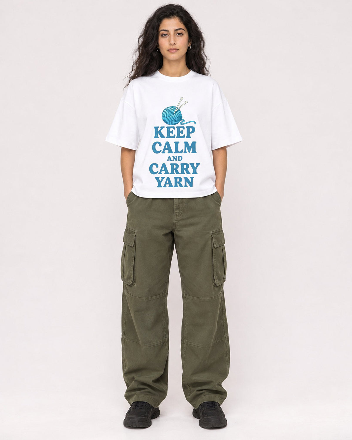 Mockup Boxy Heavyweight Tee White female full-body 07