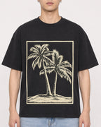 Mockup Boxy Heavyweight Tee Black male close-up 21