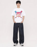 Mockup Boxy Heavyweight Tee White male full-body 01