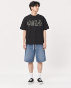 Mockup Boxy Heavyweight Tee Black male full-body 31