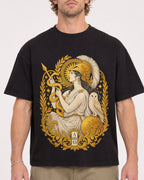 Mockup Boxy Heavyweight Tee Black male close-up 28
