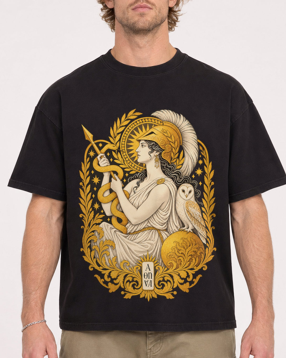 Mockup Boxy Heavyweight Tee Black male close-up 28