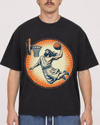 Mockup Boxy Heavyweight Tee Black male close-up 19