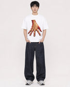 Mockup Boxy Heavyweight Tee White male full-body 01