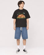 Mockup Boxy Heavyweight Tee Black male full-body 03