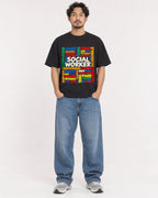 Mockup Boxy Heavyweight Tee Black male full-body 02