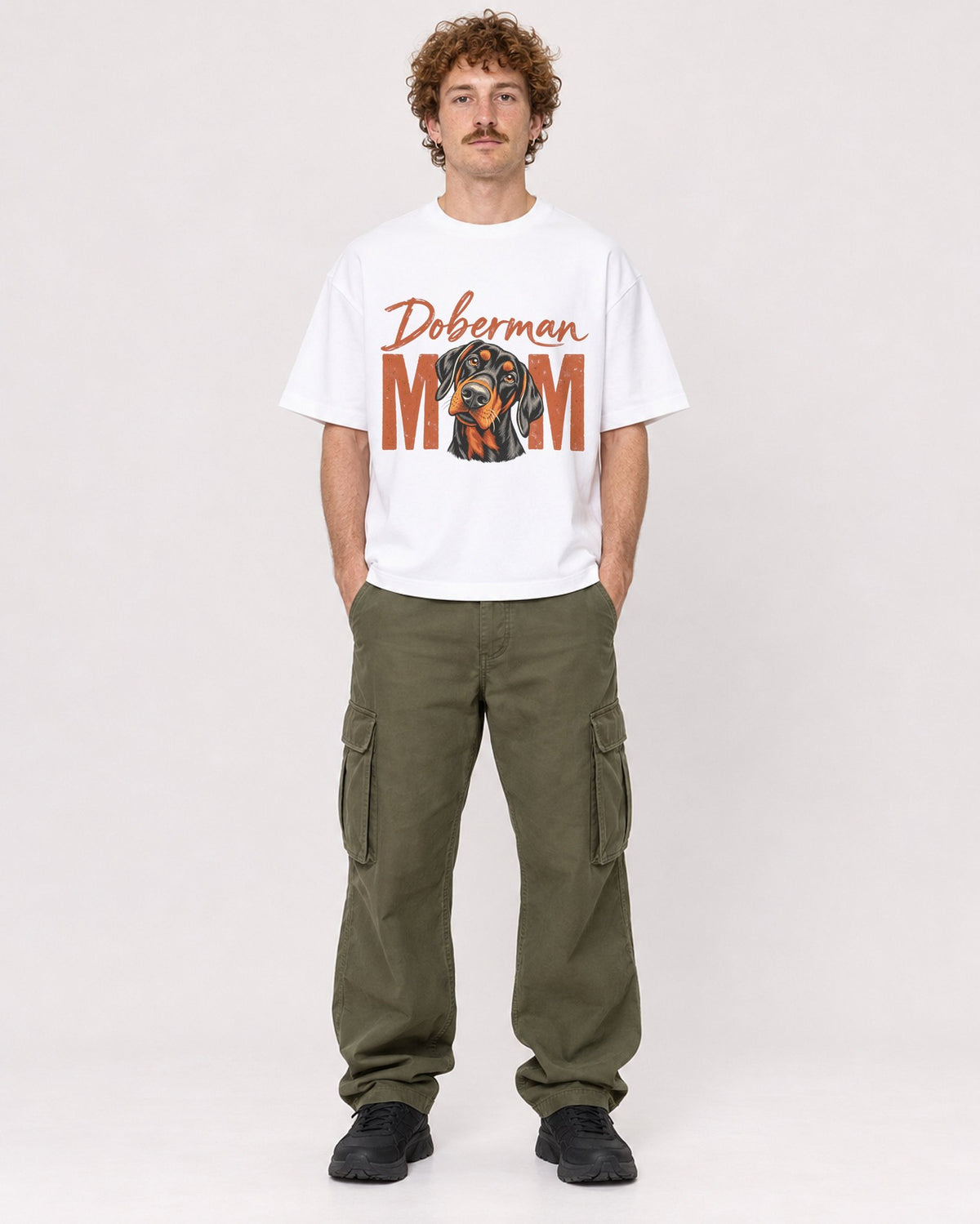 Mockup Boxy Heavyweight Tee White male full-body 09