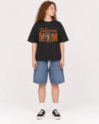 Mockup Boxy Heavyweight Tee Black female full-body 09