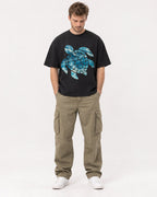 Mockup Boxy Heavyweight Tee Black male full-body 08