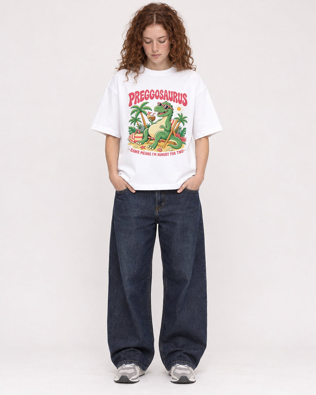 Mockup Boxy Heavyweight Tee White female full-body 09