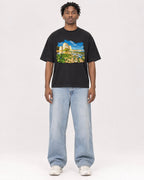 Mockup Boxy Heavyweight Tee Black male full-body 05