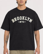 Mockup Boxy Heavyweight Tee Black male close-up 36