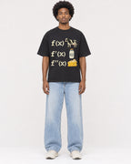 Mockup Boxy Heavyweight Tee Black male full-body 45