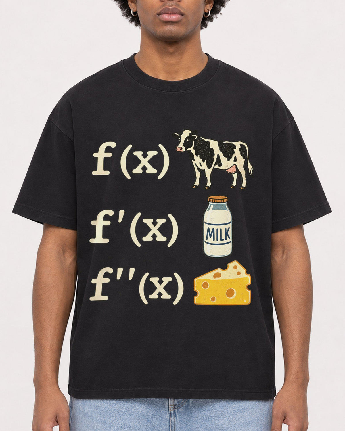 Mockup Boxy Heavyweight Tee Black male close-up 45