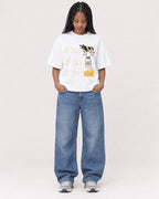 Mockup Boxy Heavyweight Tee White female full-body 45