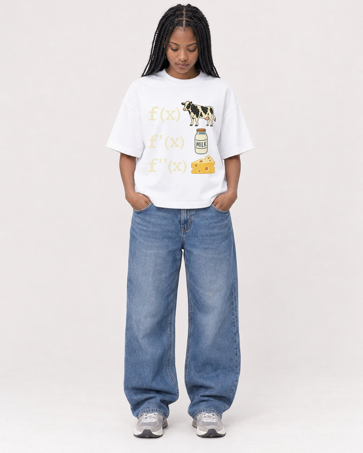 Mockup Boxy Heavyweight Tee White female full-body 45