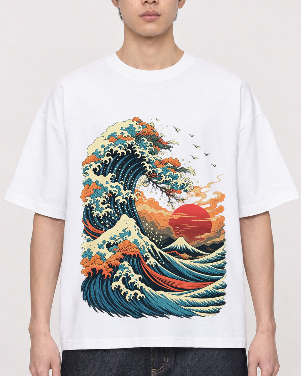 Mockup Boxy Heavyweight Tee White male close-up 01