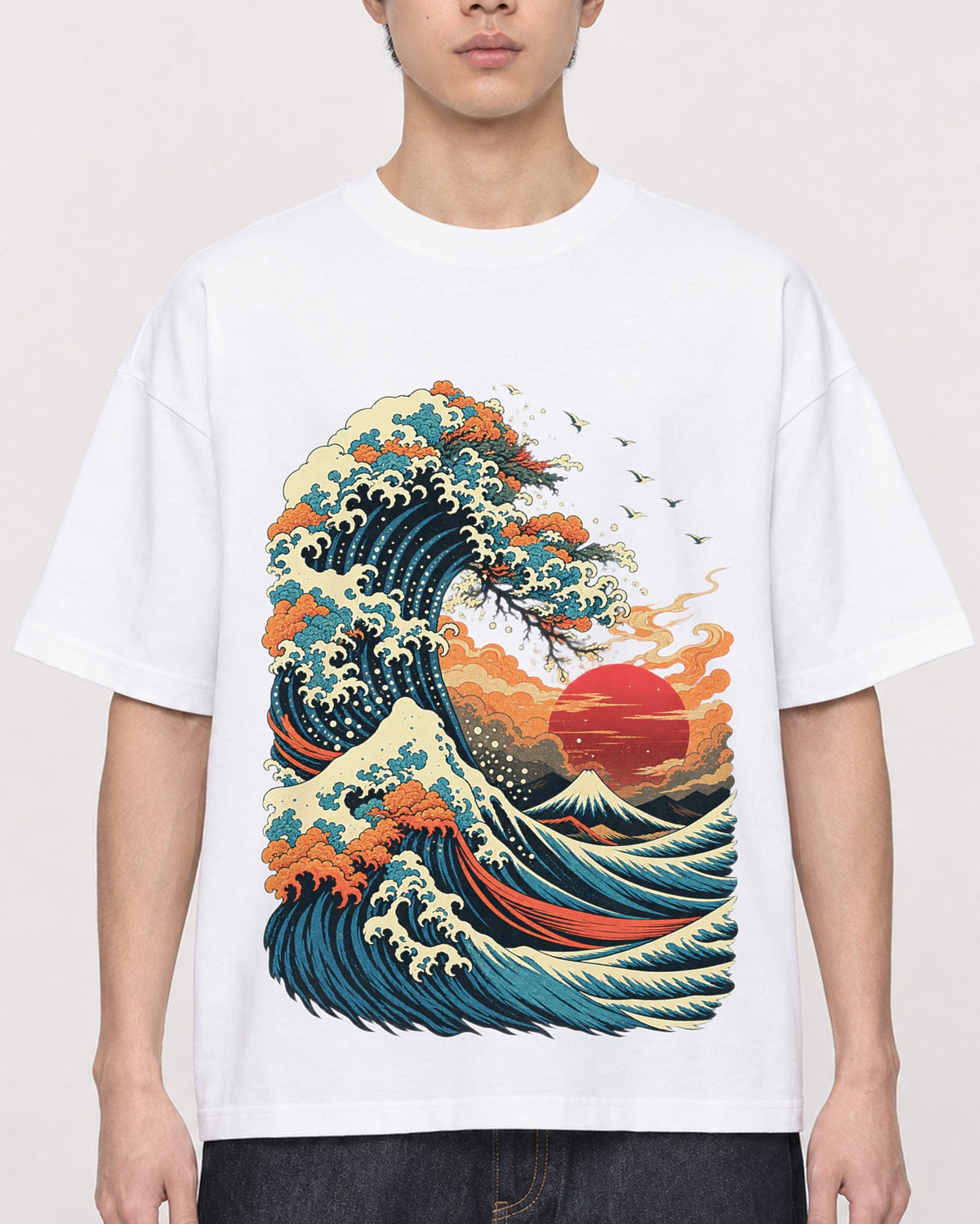 Mockup Boxy Heavyweight Tee White male close-up 01