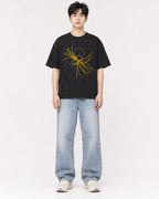 Mockup Boxy Heavyweight Tee Black male full-body 01