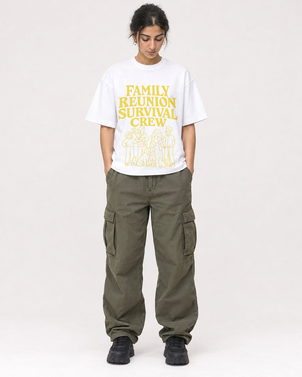 Mockup Boxy Heavyweight Tee White female full-body 17
