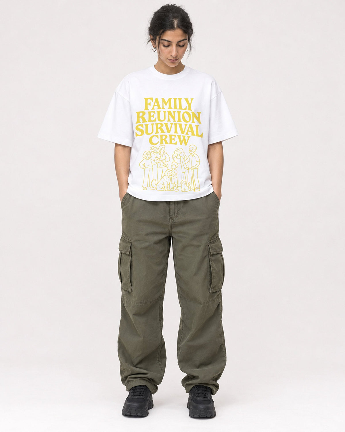 Mockup Boxy Heavyweight Tee White female full-body 17
