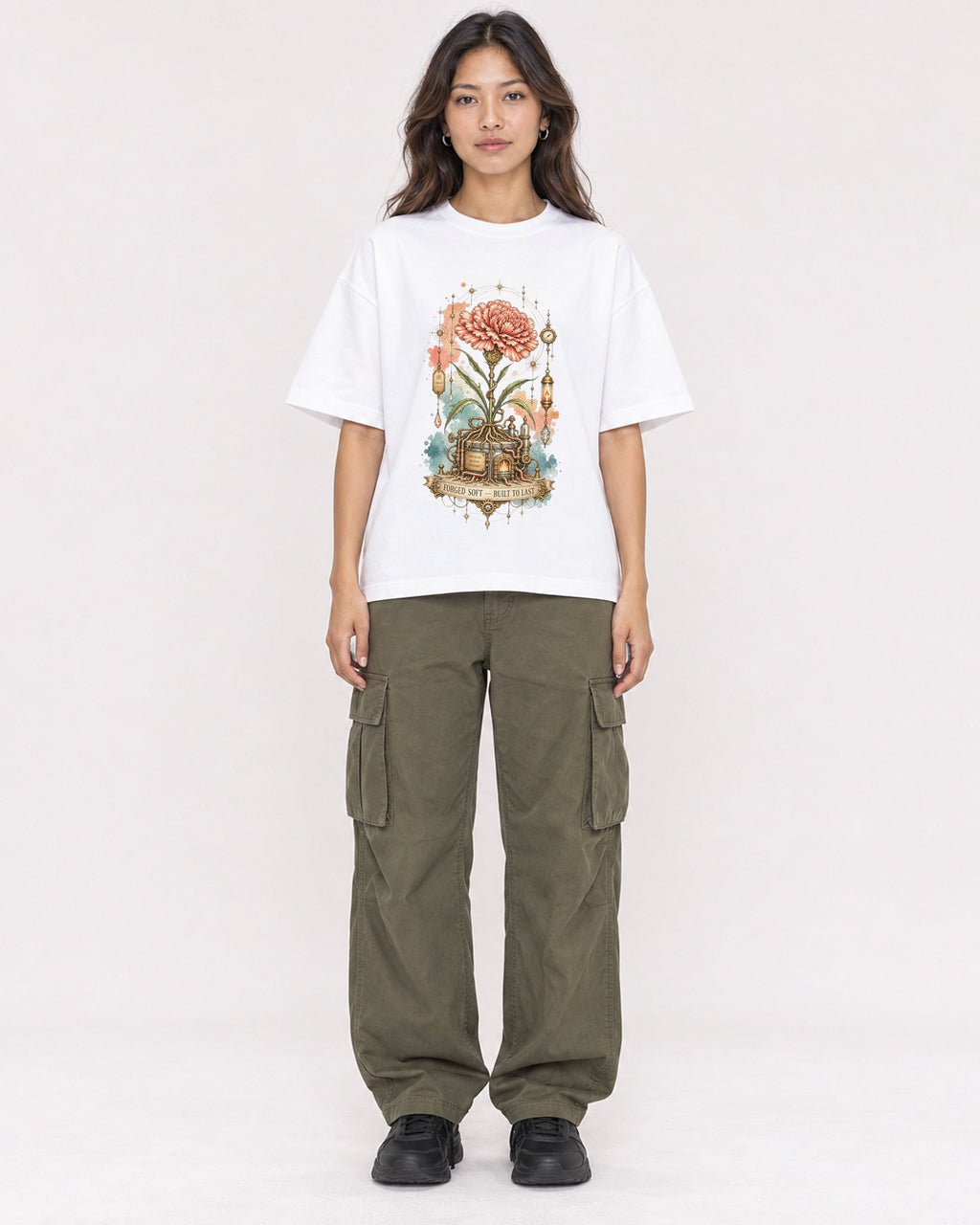 Mockup Boxy Heavyweight Tee White female full-body 02