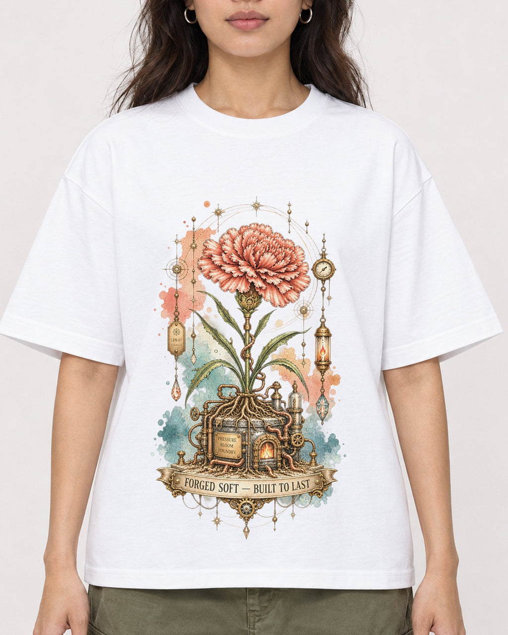 Mockup Boxy Heavyweight Tee White female close-up 02