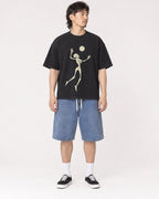 Mockup Boxy Heavyweight Tee Black male full-body 23