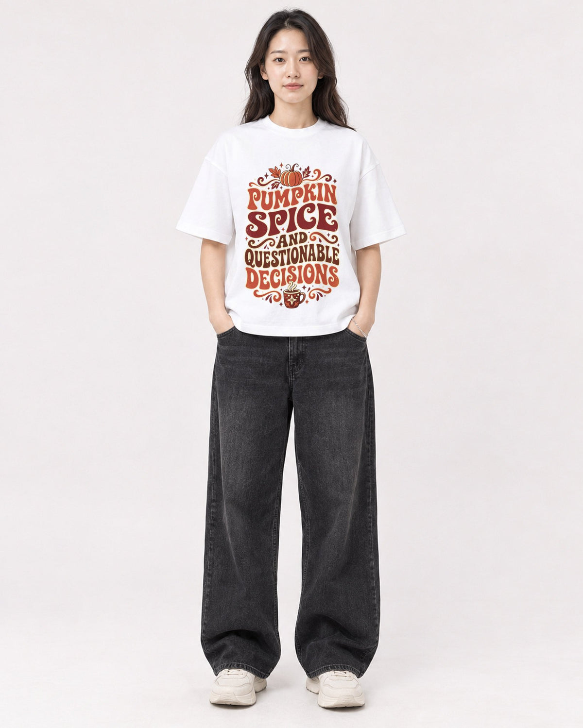 Mockup Boxy Heavyweight Tee White female full-body 03