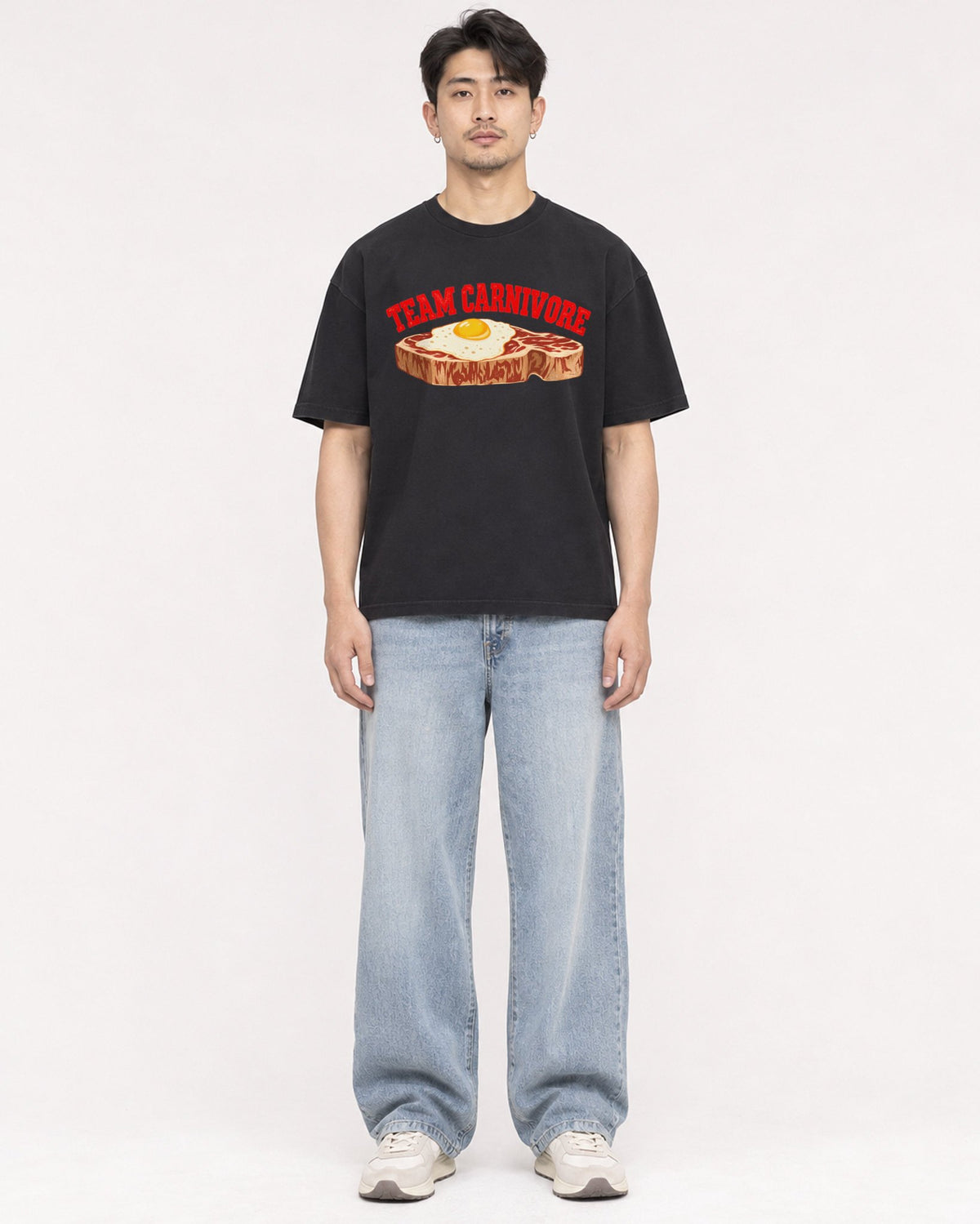 Mockup Boxy Heavyweight Tee Black male full-body 13