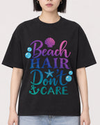 Mockup Boxy Heavyweight Tee Black female close-up 11
