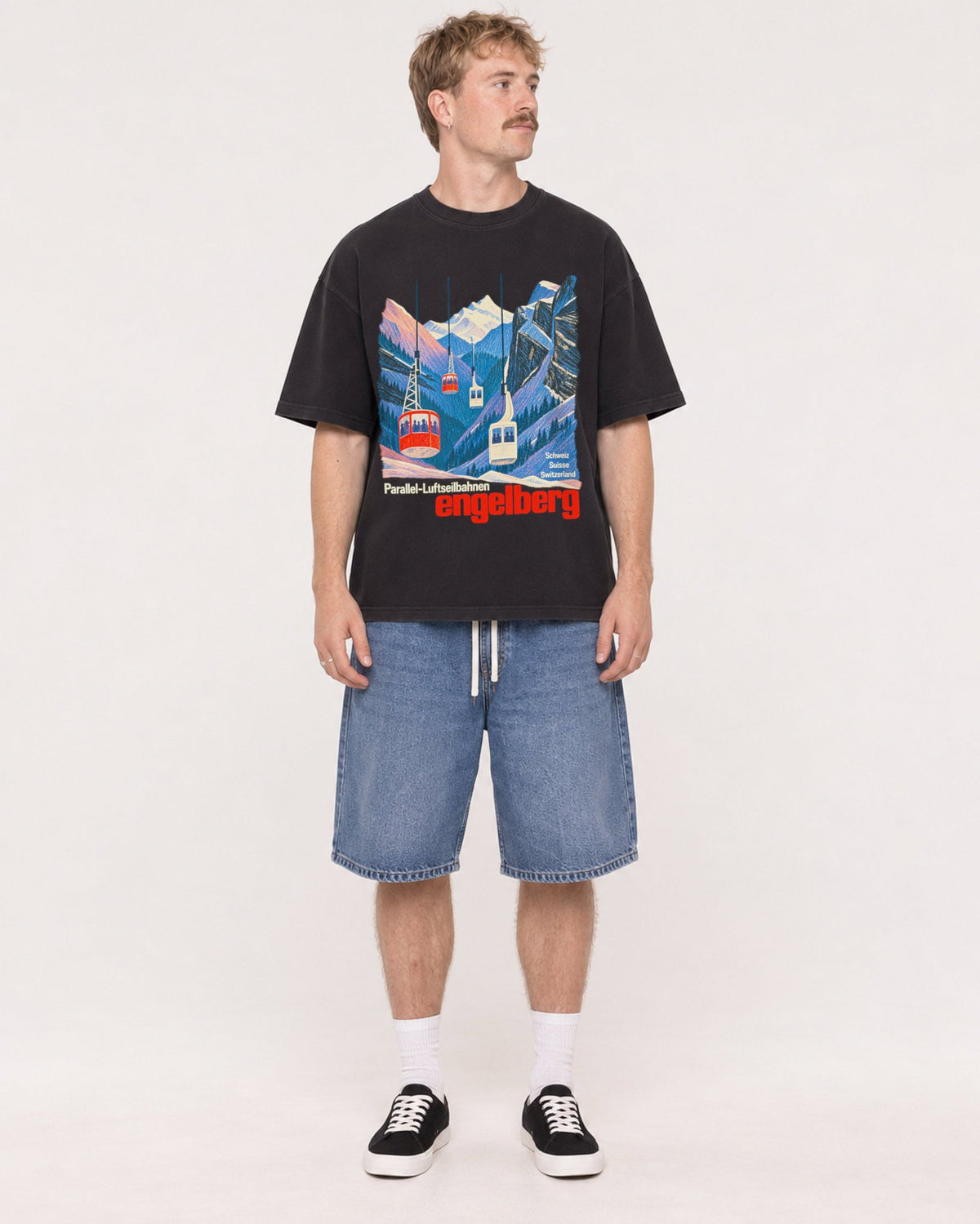 Mockup Boxy Heavyweight Tee Black male full-body 19