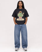 Mockup Boxy Heavyweight Tee Black female full-body 04