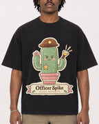 Mockup Boxy Heavyweight Tee Black male close-up 04