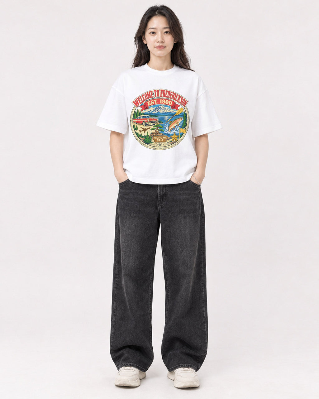 Mockup Boxy Heavyweight Tee White female full-body 03