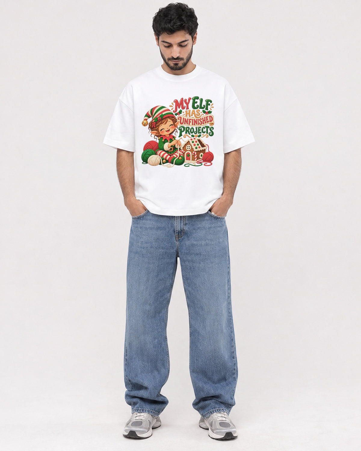 Mockup Boxy Heavyweight Tee White male full-body 07