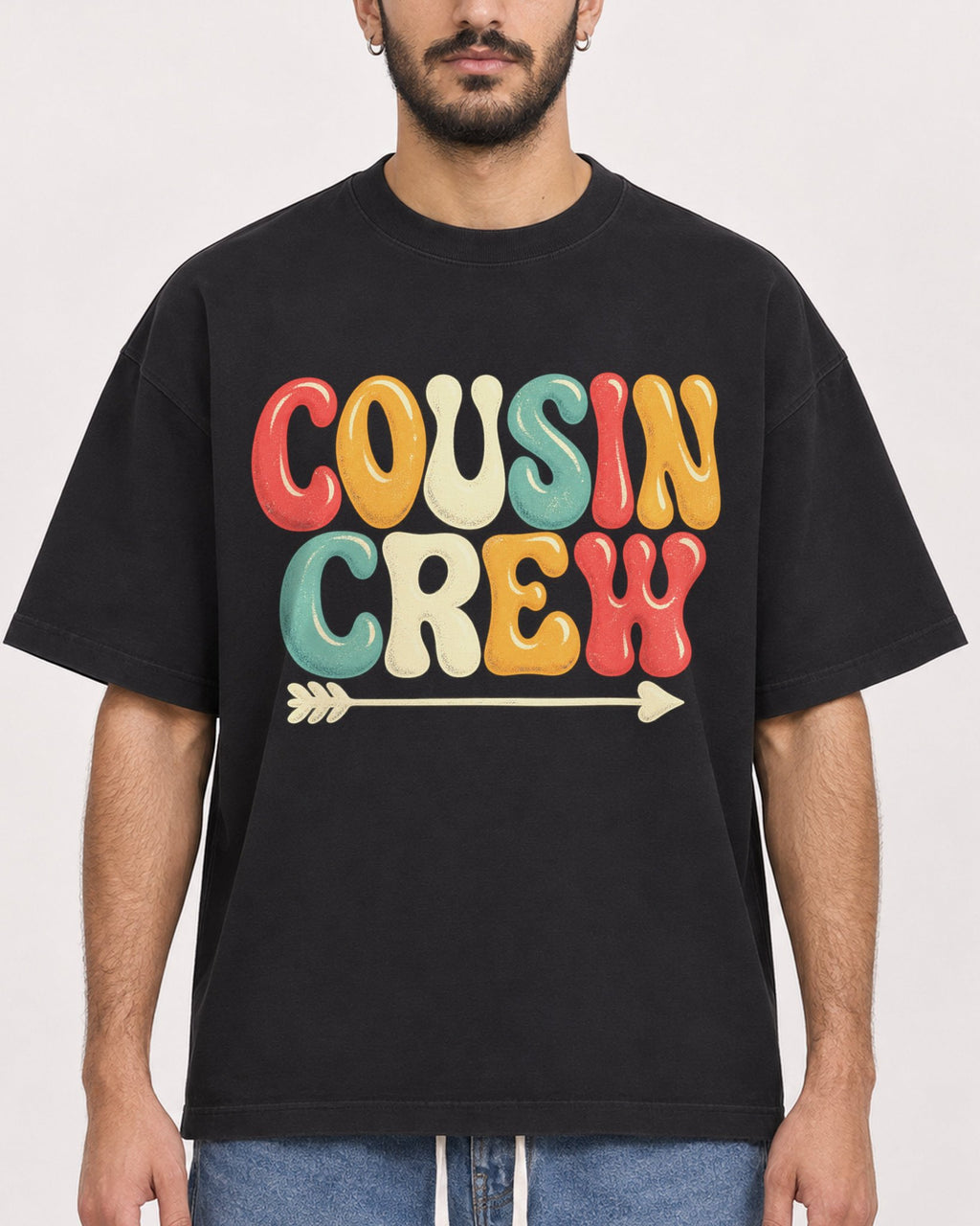 Mockup Boxy Heavyweight Tee Black male close-up 07
