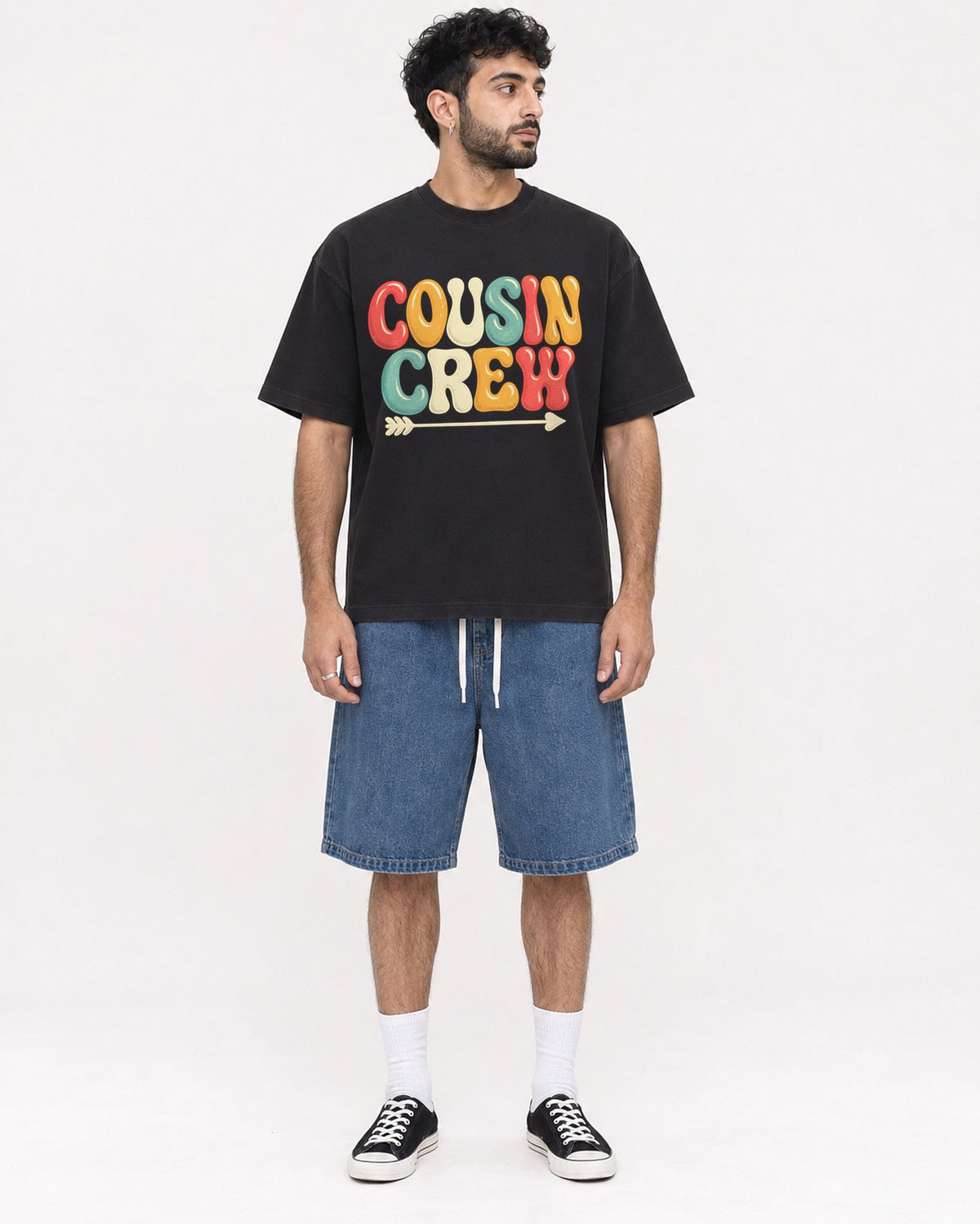 Mockup Boxy Heavyweight Tee Black male full-body 07