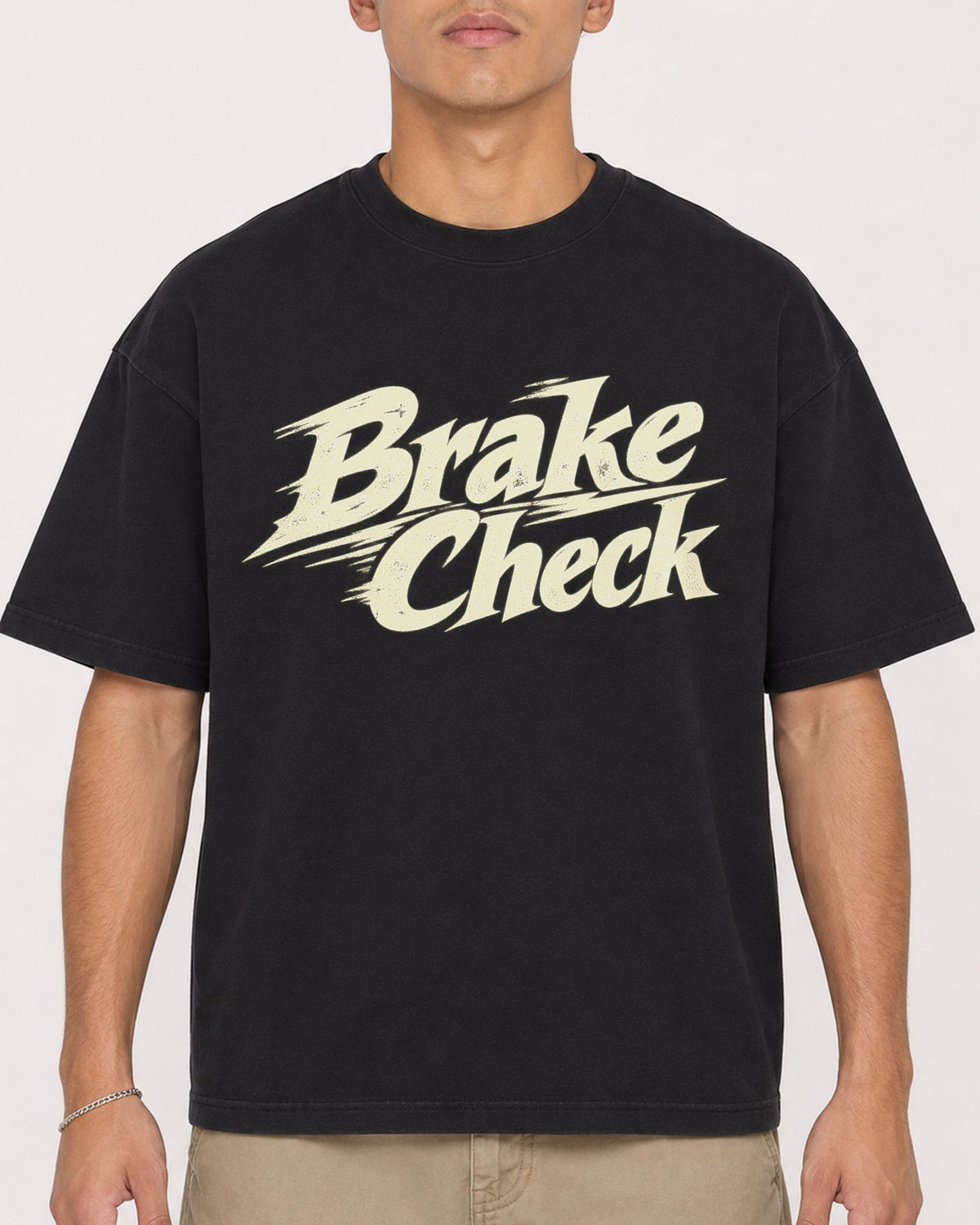 Mockup Boxy Heavyweight Tee Black male close-up 16