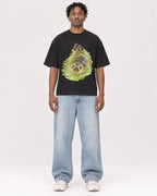 Mockup Boxy Heavyweight Tee Black male full-body 05
