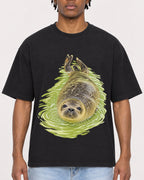Mockup Boxy Heavyweight Tee Black male close-up 05