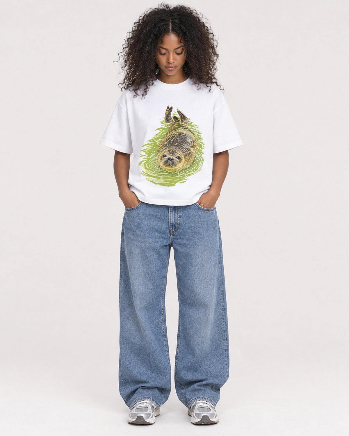Mockup Boxy Heavyweight Tee White female full-body 05