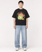 Mockup Boxy Heavyweight Tee Black male full-body 21